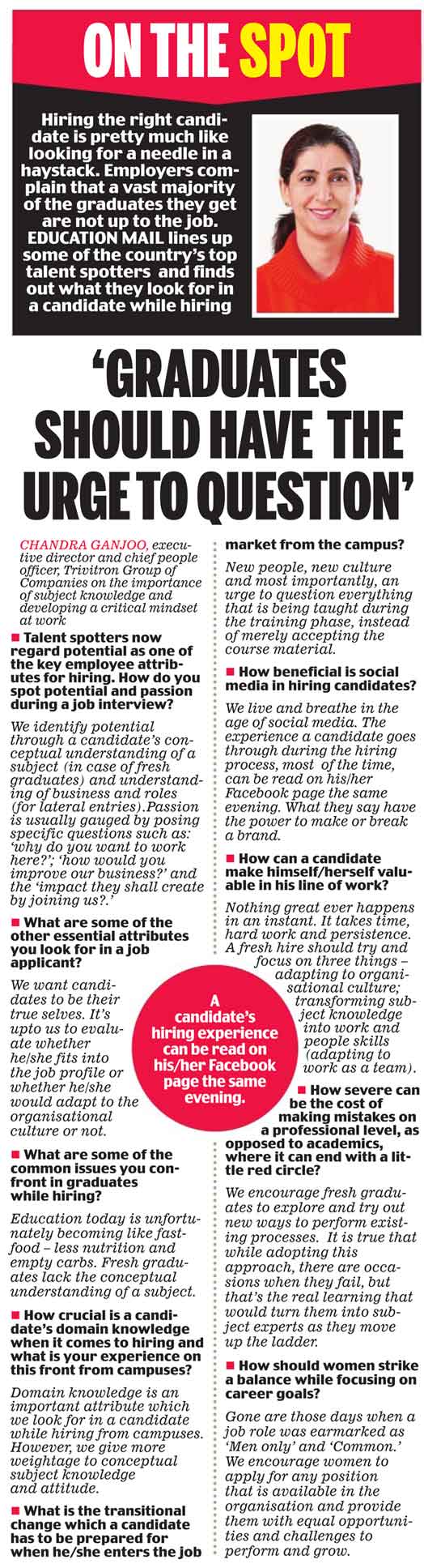 On the Spot - Graduates should have the urge to question