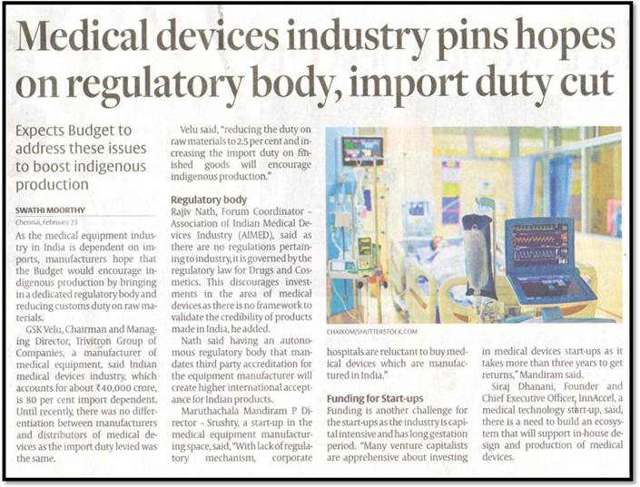 Medical Devices Industry pins hopes on regulatory body,import duty cut