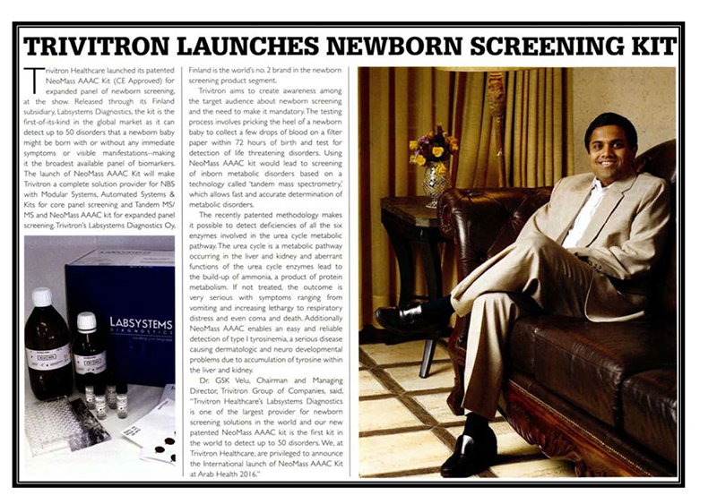 Trivitron launches newborn screening kit