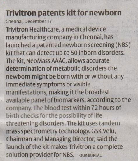 Trivitron patents kit for new born