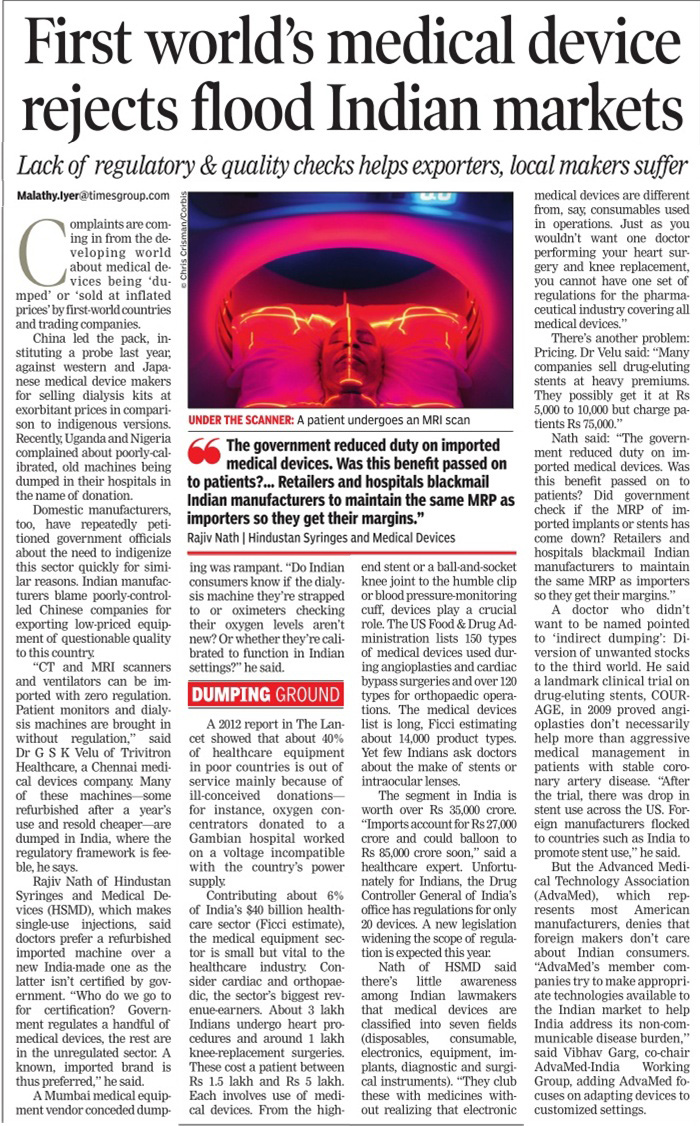 First World's medical device rejects flood indian markets-Times Group
