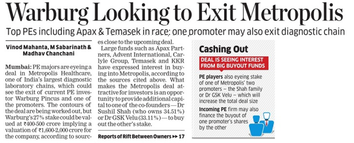 Warburg looking to exit Metropolis