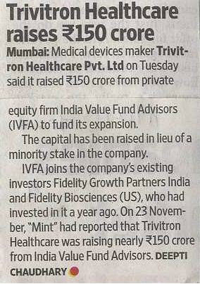 Trivitron Healthcare raises 150 crore