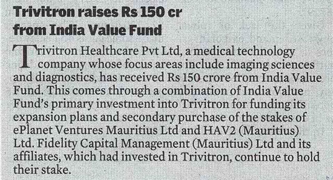 Trivitron raises Rs.150 crore from India Value Fund
