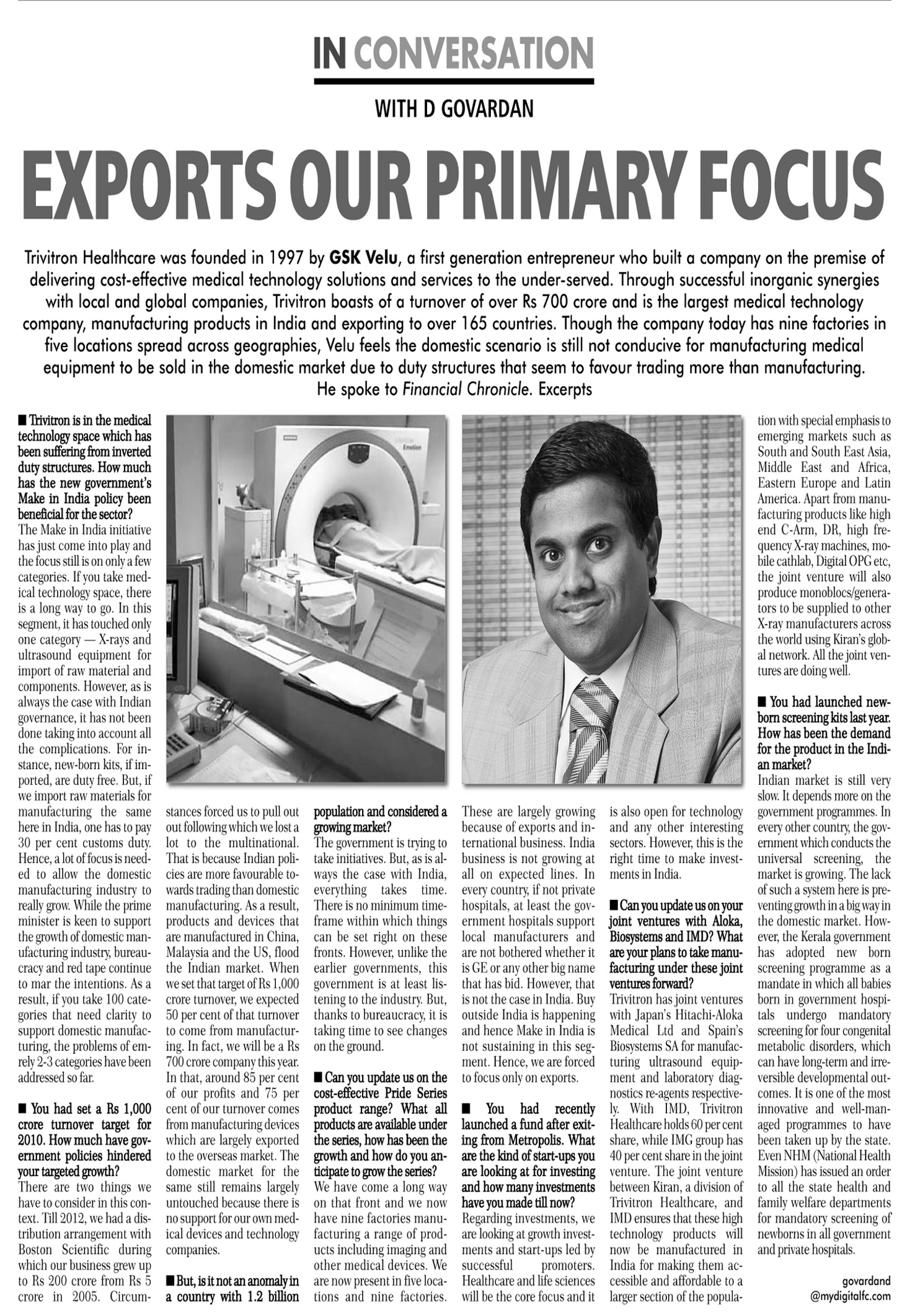 Exports our primary focus on Financial Chronicle