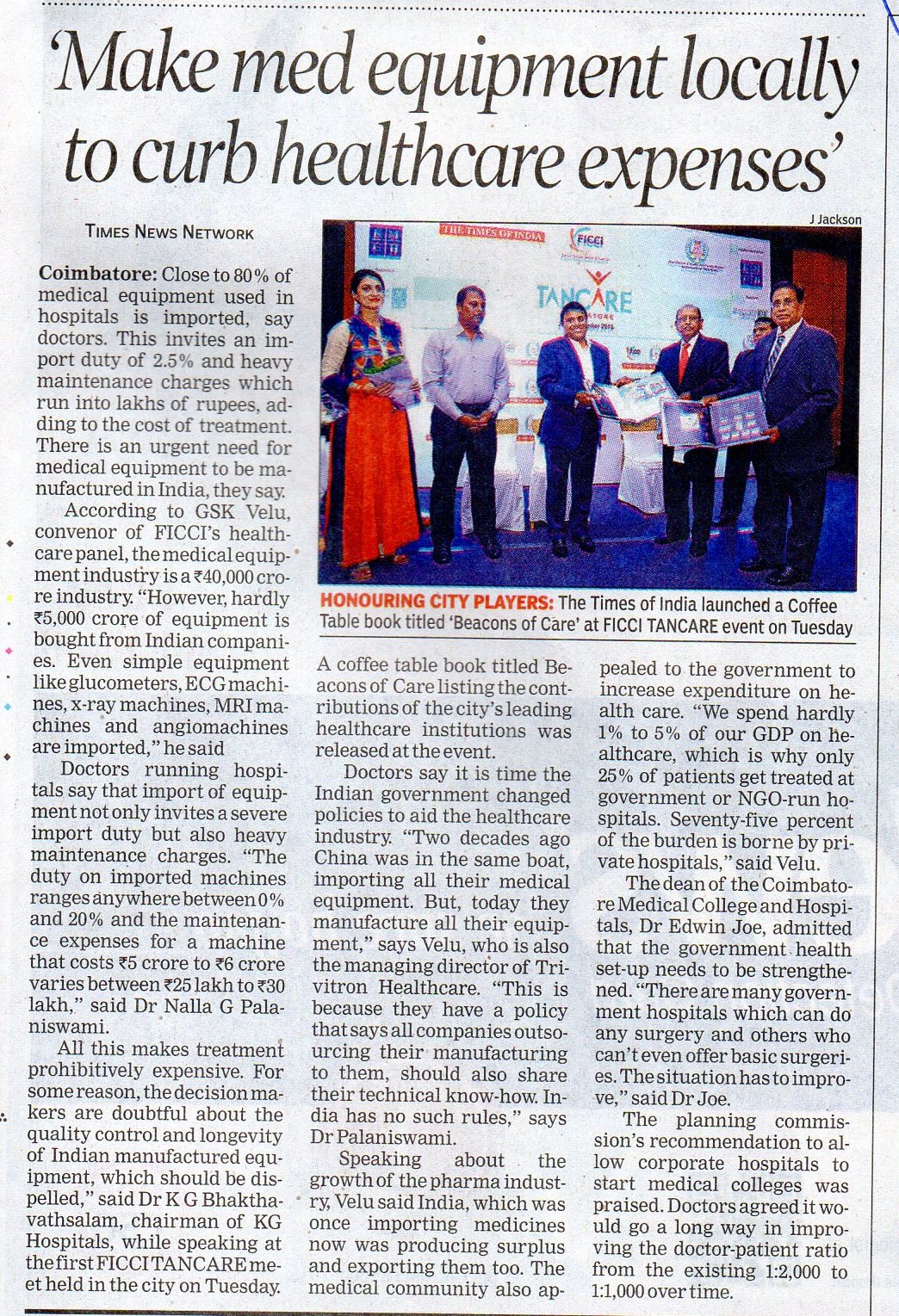 Make med equipment locally to curb healthcare expenses