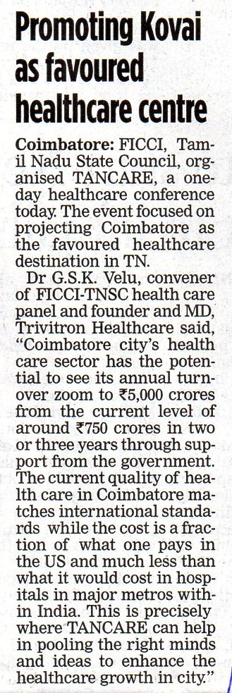 Promoting Kovai as favoured healthcare centre