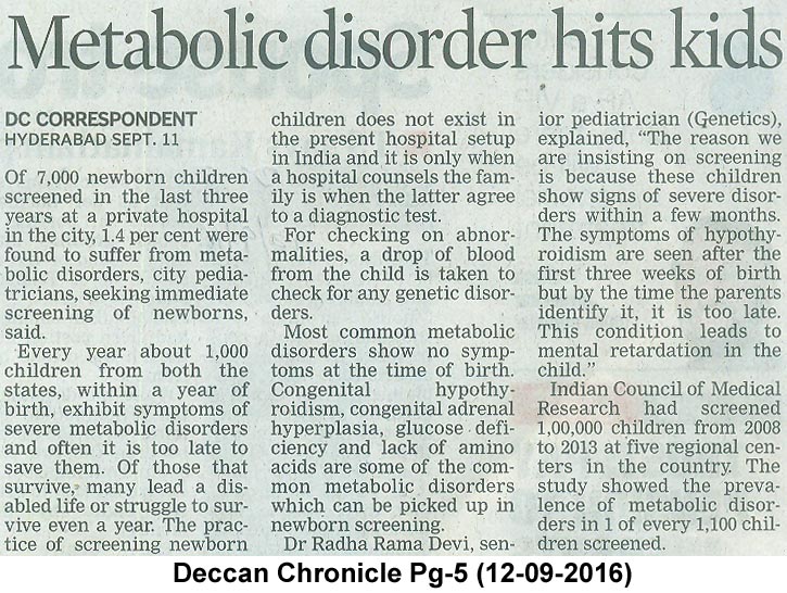 Metabolic disorder hit kids