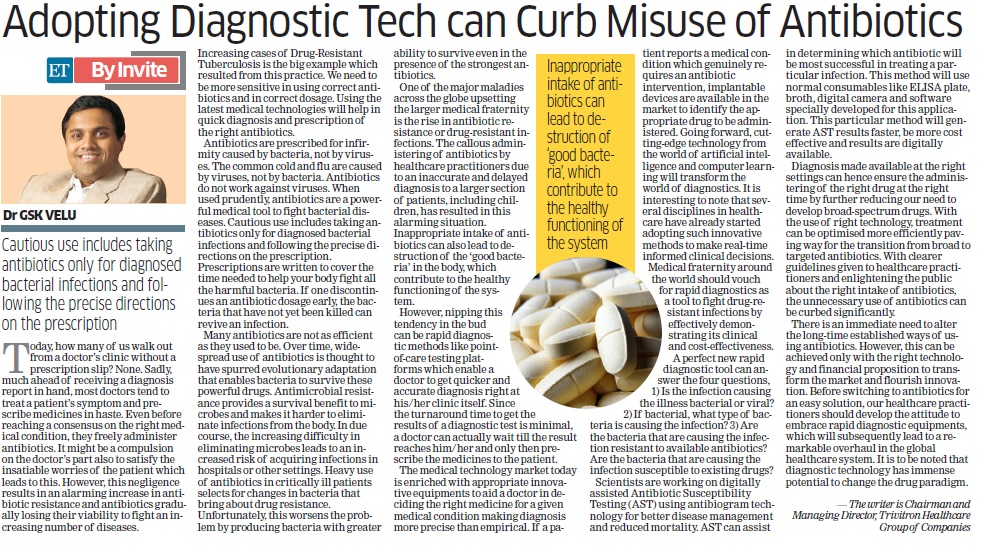 Dr. GSK Velu at Economic Times on