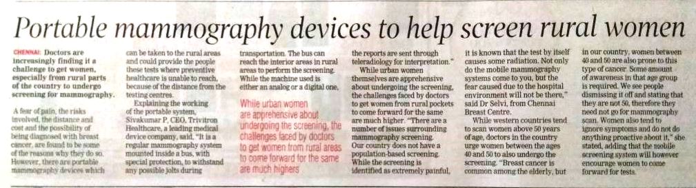 Portable Mammography devices to help screen rural women