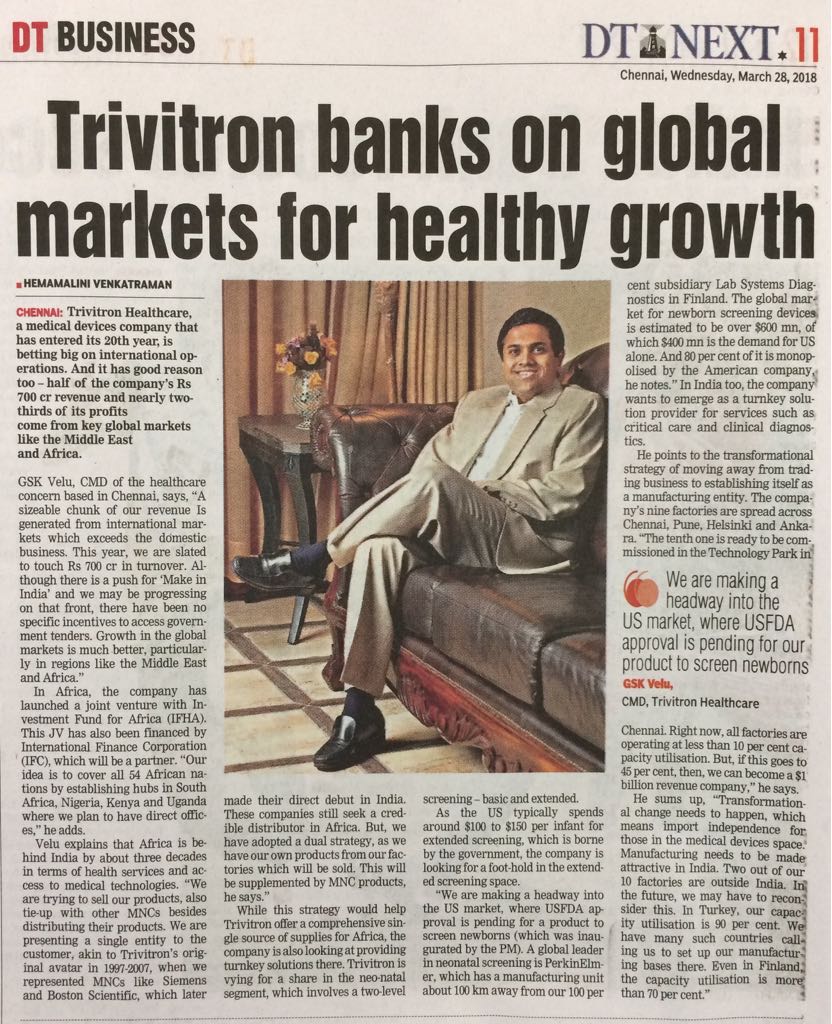Trivitron banks on global markets for healthy growth