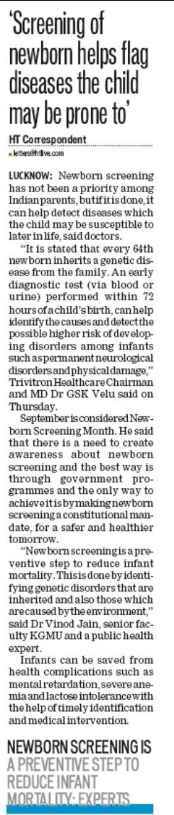 Screening of newborn helps flag diseases the child may be prone to