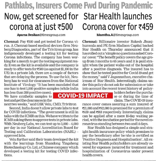 Pathlabs, Insurers Come Fwd During Pandemic