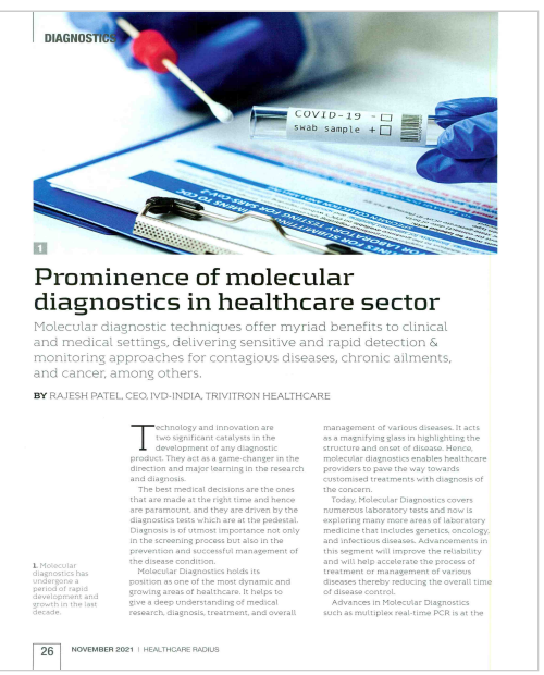 Prominence of molecular diagnostics in healthcare sector