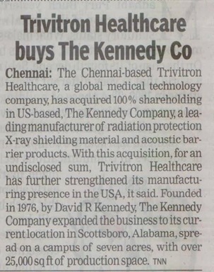 Trivitron Healthcare buys The Kennedy Co