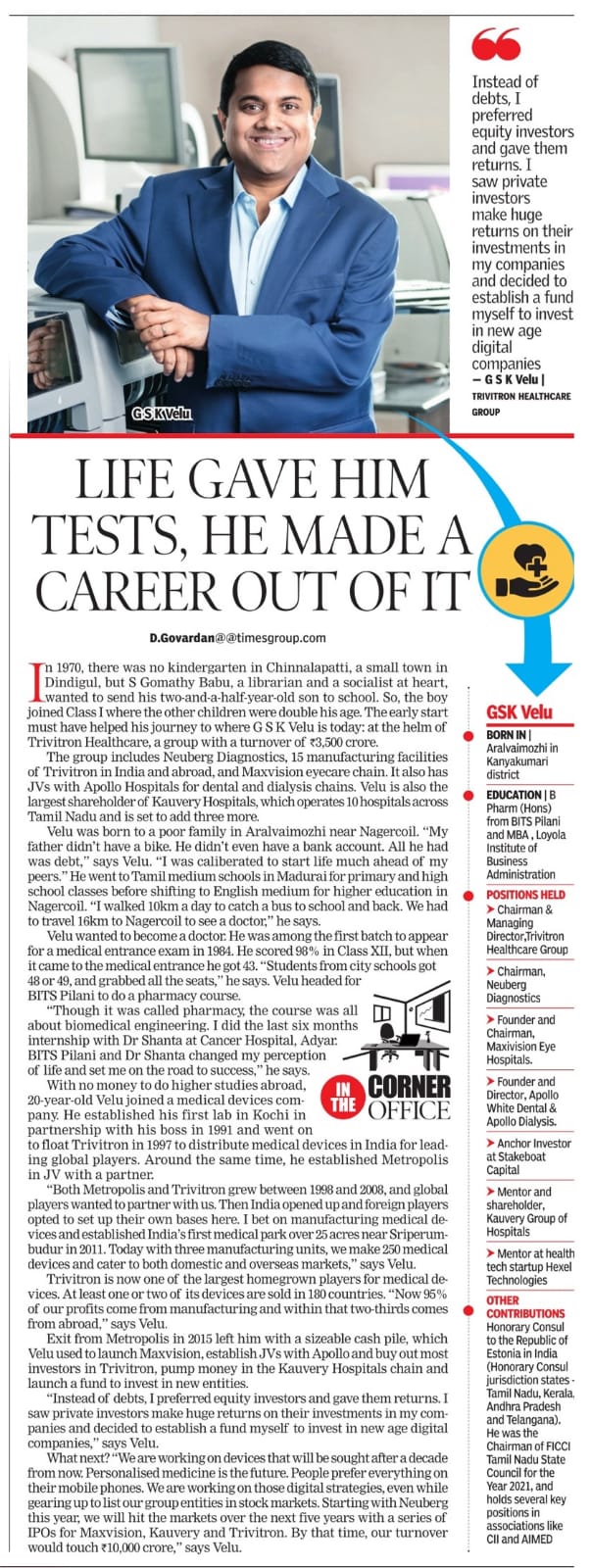 Life gave him tests, he made a career out of it