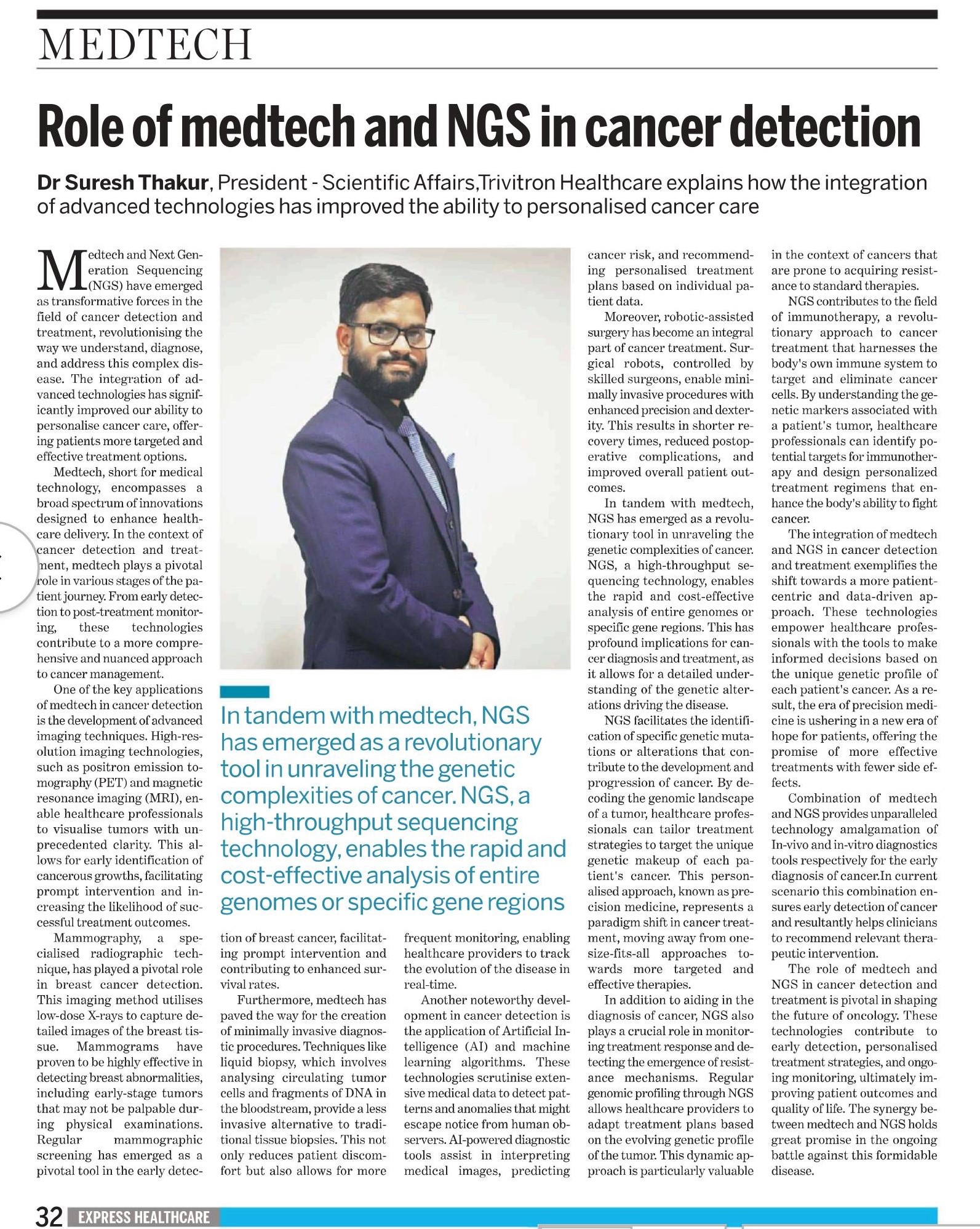 Role of medtech and NGS in cancer detection